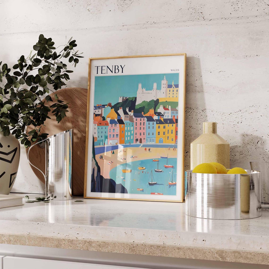 Tenby Poster Wales Poster Uk Travel Poster Coastal Wall Art Uk Home Decor Welsh Travel Decor Tenby Travel Print Wales Travel Print - Image 2