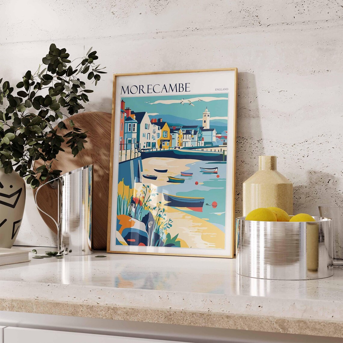 Morecambe Bay Poster England Travel Poster Coastal Wall Art Uk Decor British Home Decor English Riviera Poster Morecambe Travel Print - Image 2