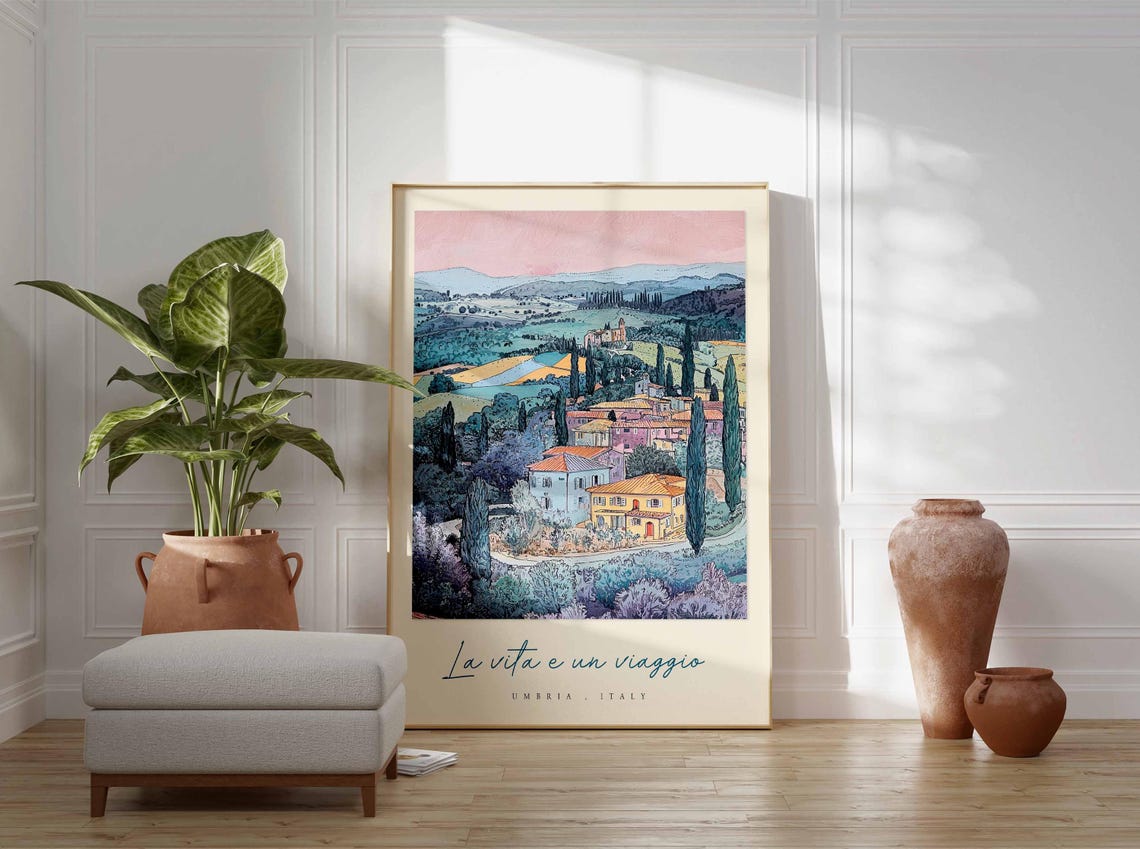 Umbria Poster Italian Travel Print Umbria Travel Art Umbria Wall Art Italy Art Italy Travel Decor Italian Travel Gift - Image 3
