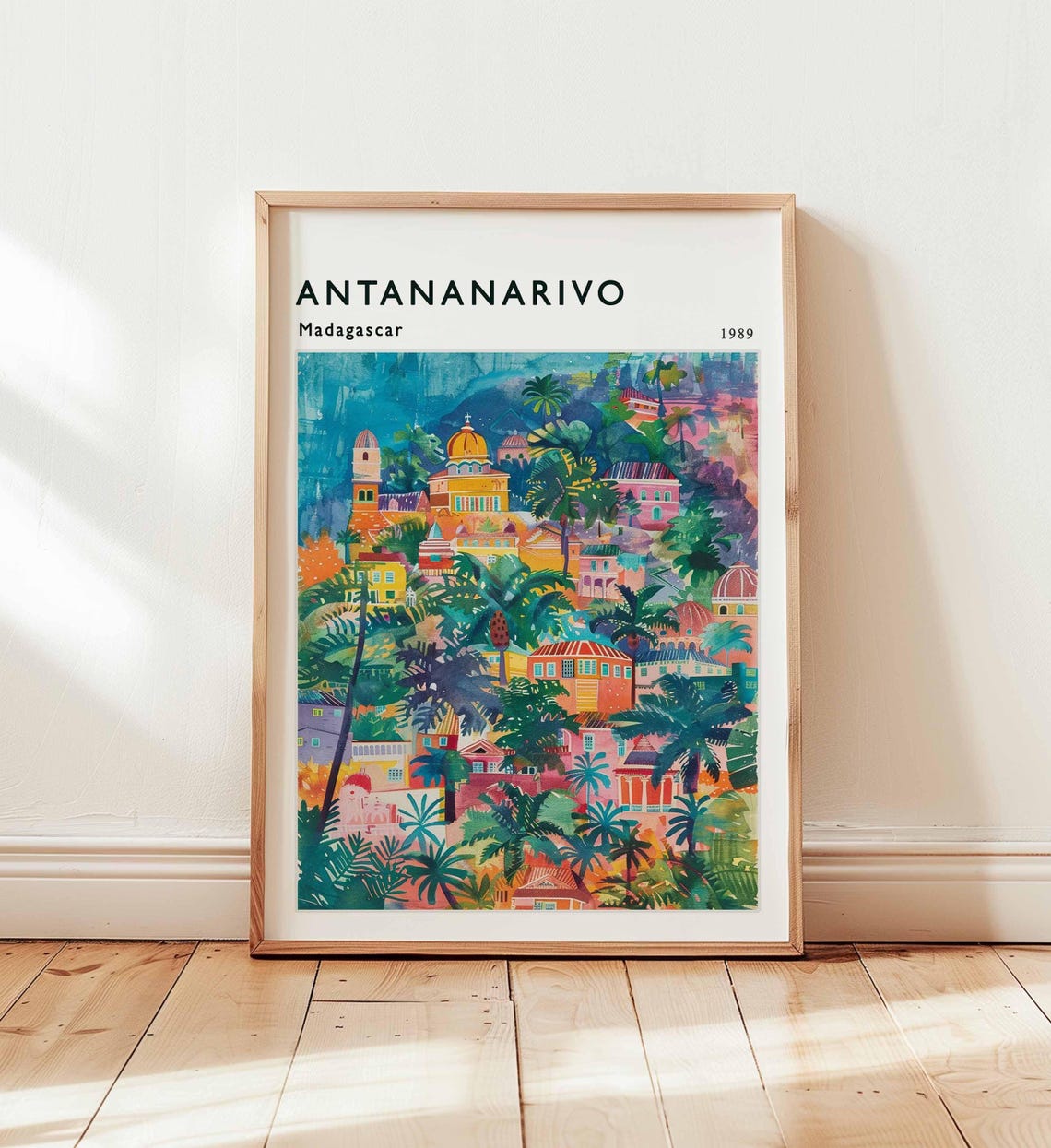 Antananarivo Madagascar 1989 Colorful Watercolor Travel Poster