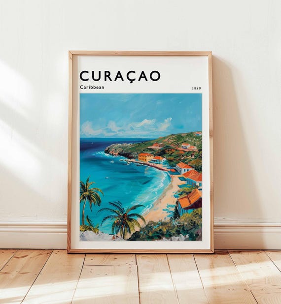 Curaao Travel Poster Willemstad Caribbean Island Art Print