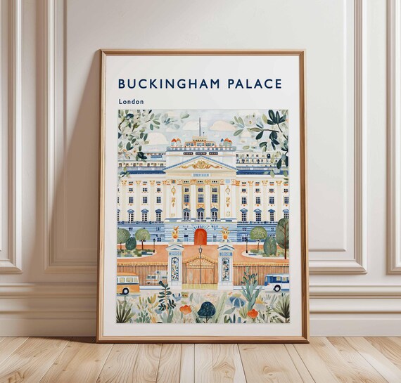 Buckingham Palace London Watercolor Golden Gates Travel Poster