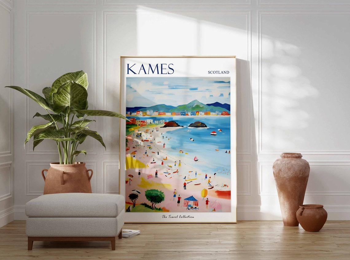 Kames Scotland Lively Beach Panorama Full of Summer Color Poster - Image 3