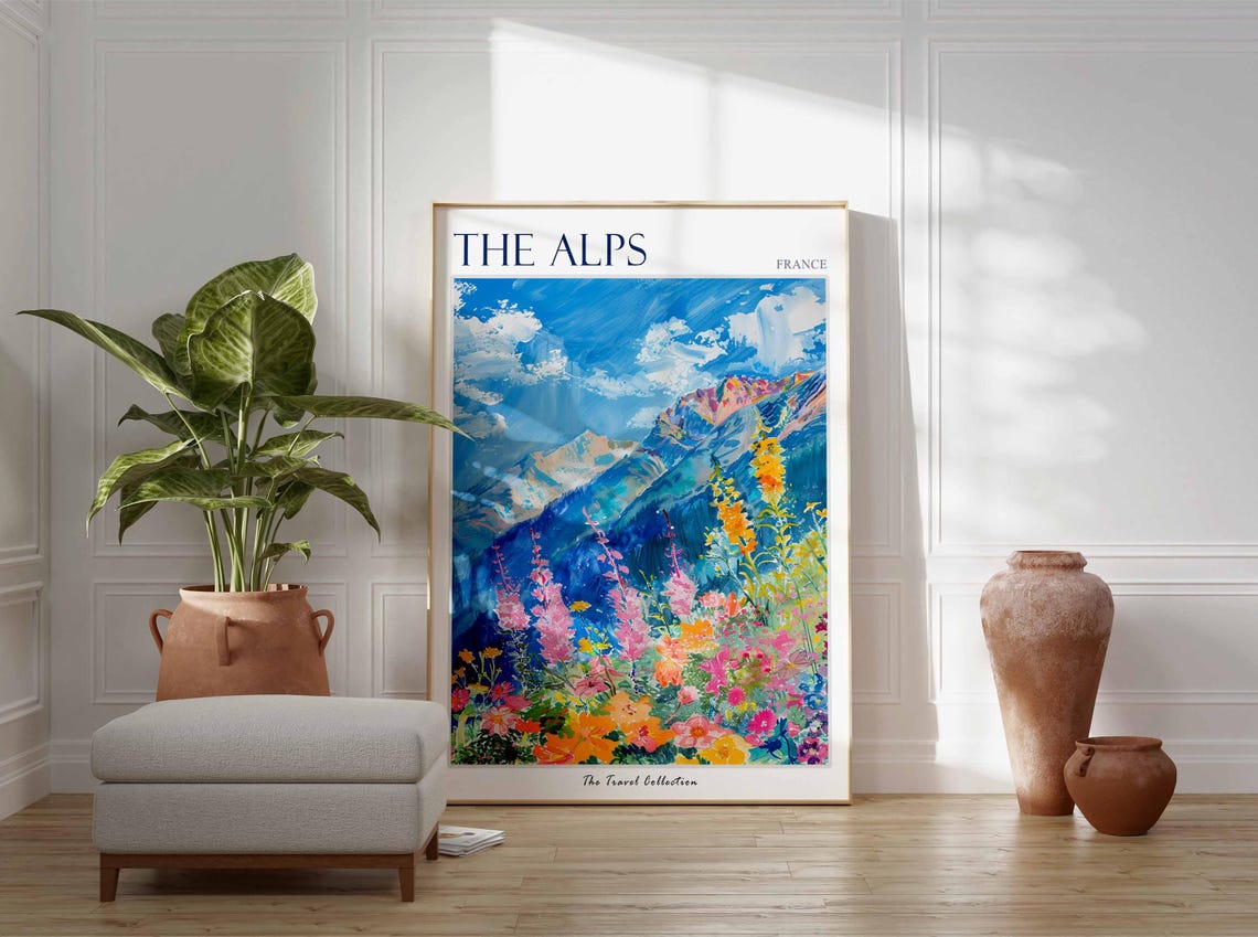 The Alps Poster France Travel Print French Decor Europe Travel Poster European Wall Art Mountain Print The Alps Travel Poster - Image 3