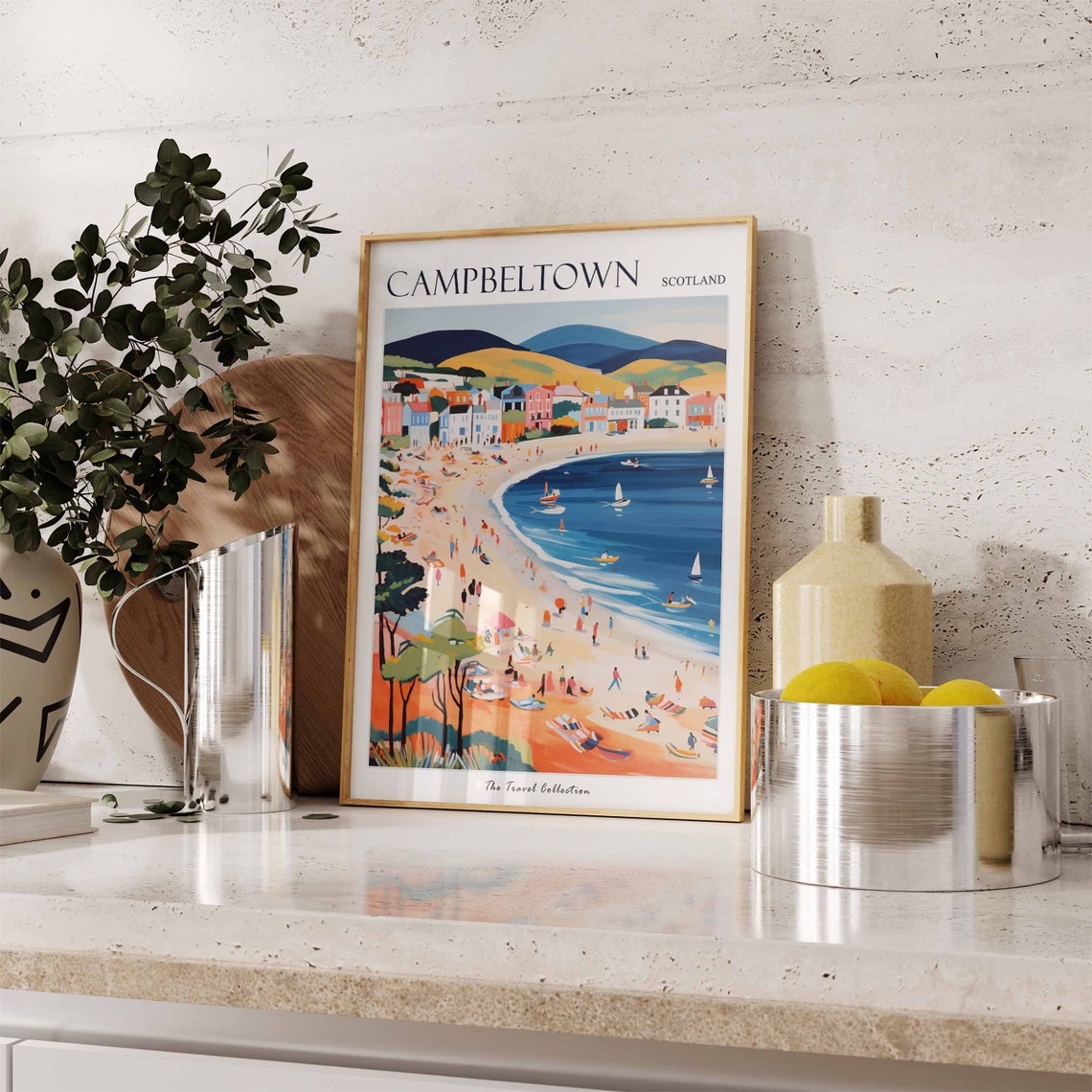 Campbeltown Scotland Beach Bay Illustrated Travel Poster Art - Image 3