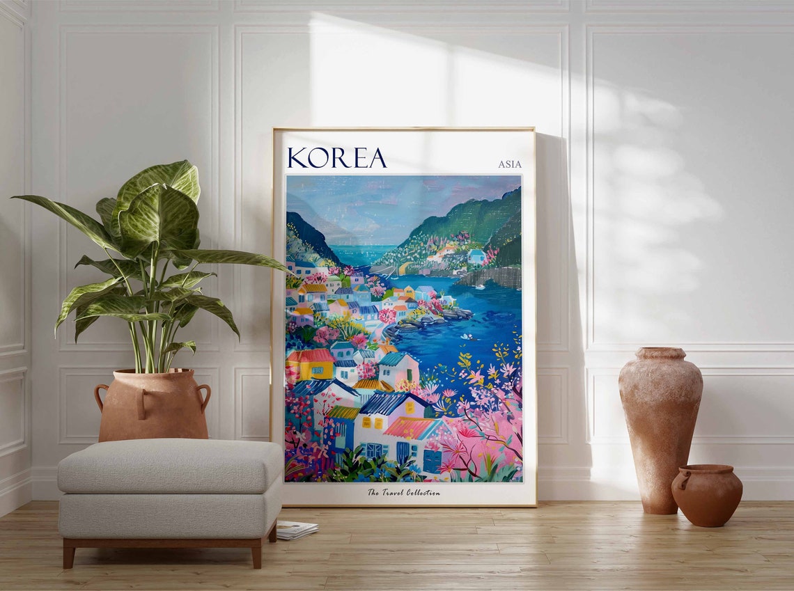 South Korea Poster Korea Travel Print Asian Decor Korean Travel Poster Oriental Art Oriental Poster Asian Wall Art Korean Gift - Image 2
