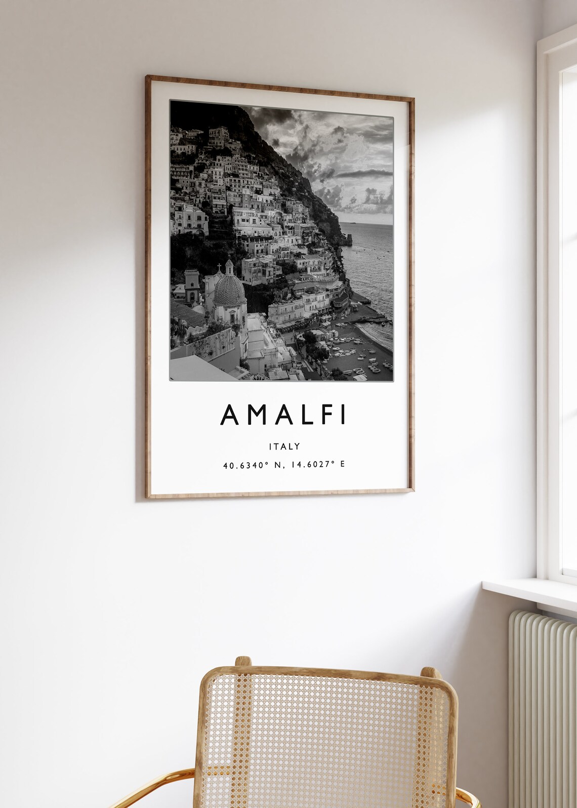 Amalfi Travel Poster, Black And White Italy Art - Image 3