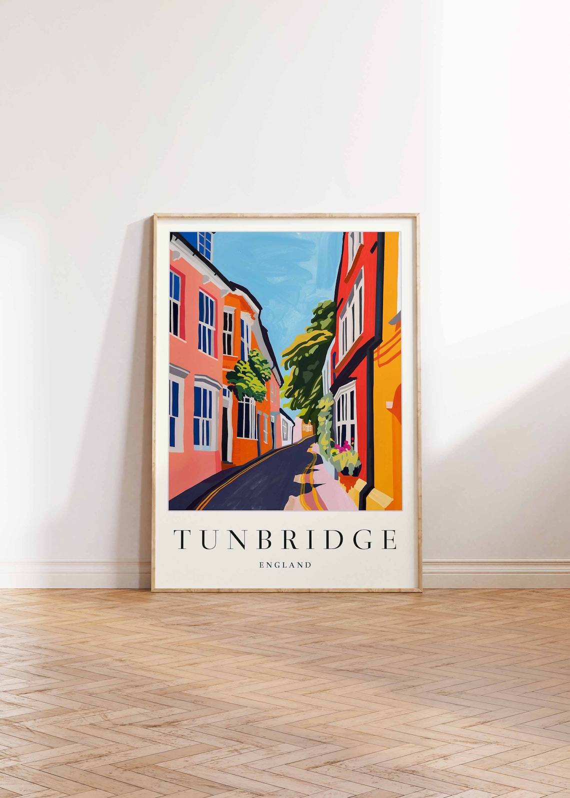 Tunbridge England Colorful Georgian Terrace Street Blue Sky Poster - Image 2