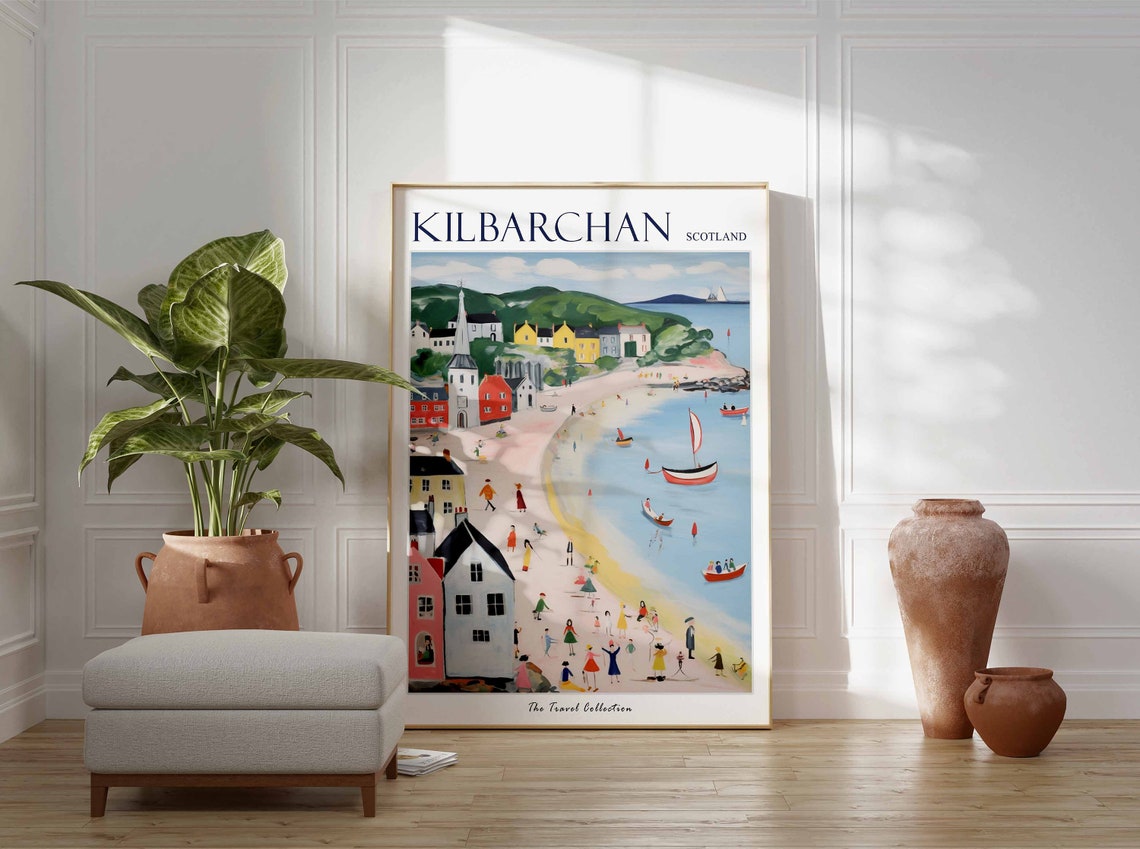 Kilbarchan Poster Kilbarchan Travel Print Scotland Travel Poster Scottish Decor Tropical Decor Sea Print Kilbarchan Travel Poster - Image 3