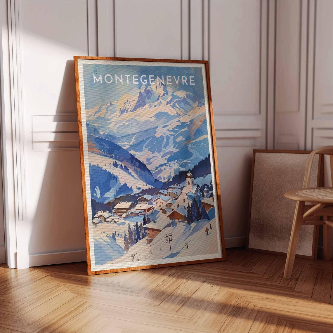 Skiing Travel Poster Montgenvre Ski Print France Travel Print Skiing Art Skiing Print Winter Sport Art Ski Gift - Image 3