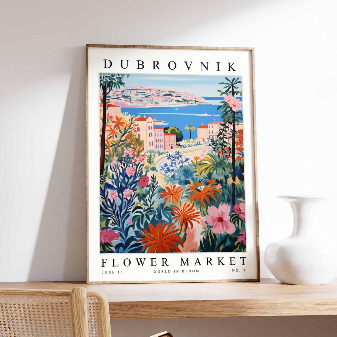Dubrovnik Flower Market Seaside Bay Coral Flower Garden Poster