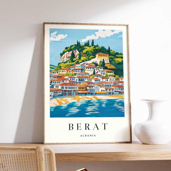 Berat Albania Travel Poster Ottoman Architecture Art Print