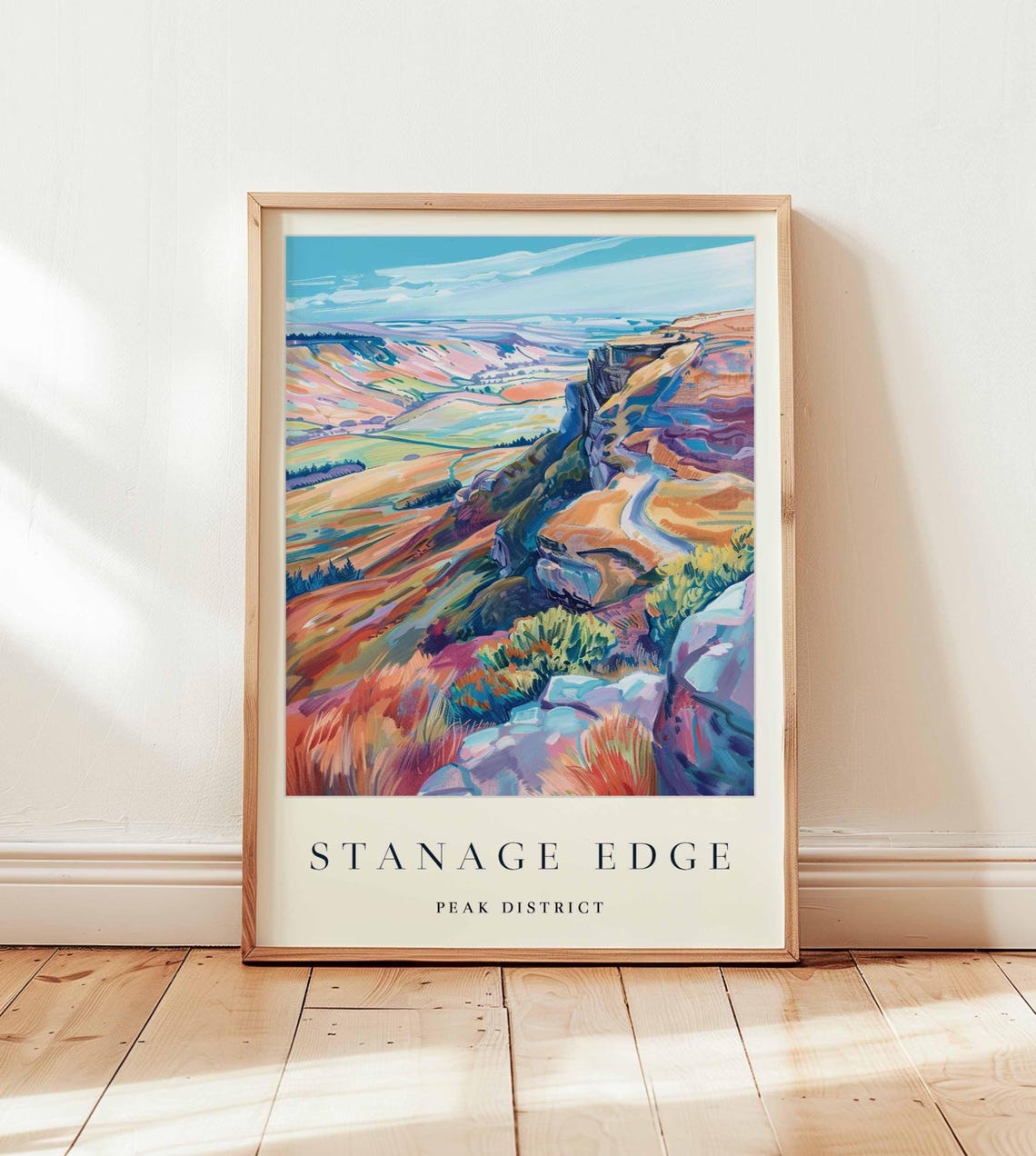 Stanage Edge Poster Peak District Travel Print Derbyshire Wall Art Uk Climbing Decor Gritstone Gift English Landscape