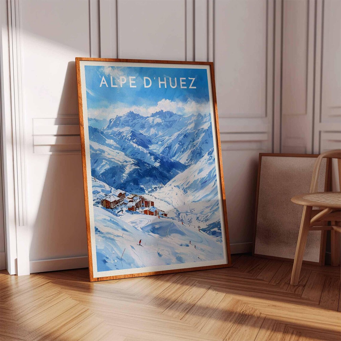 Skiing Travel Poster Alpe Dhuez Ski Print France Travel Print Skiing Art Skiing Print Winter Sport Art Ski Gift - Image 2