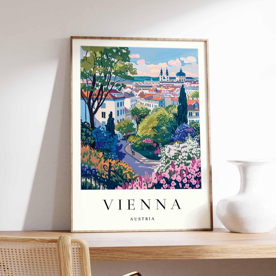 Vienna Austria Historic Cityscape Garden View Travel Art Poster