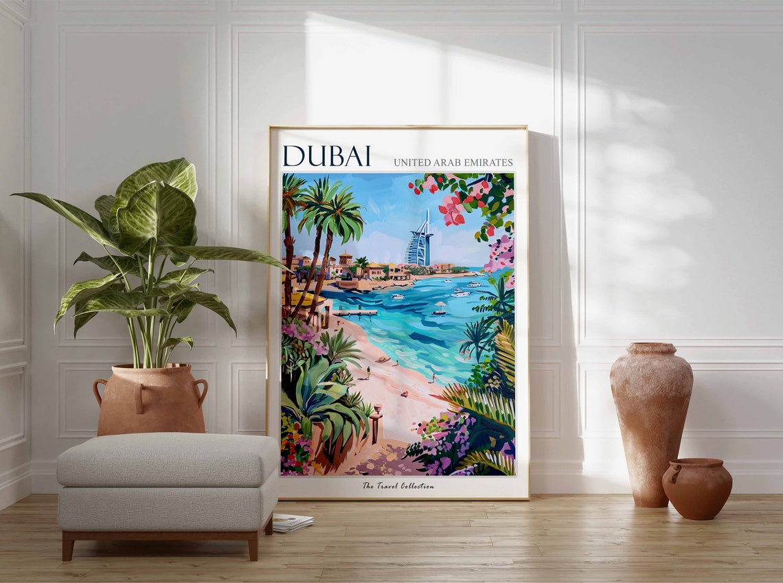Dubai Sail Tower Beach Palms United Arab Emirates Travel Poster - Image 2