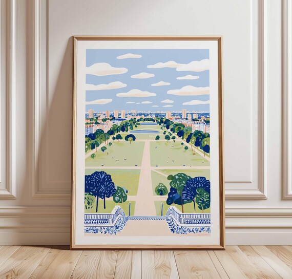 Victoria Park London Green Lawns Terrace City Skyline Poster