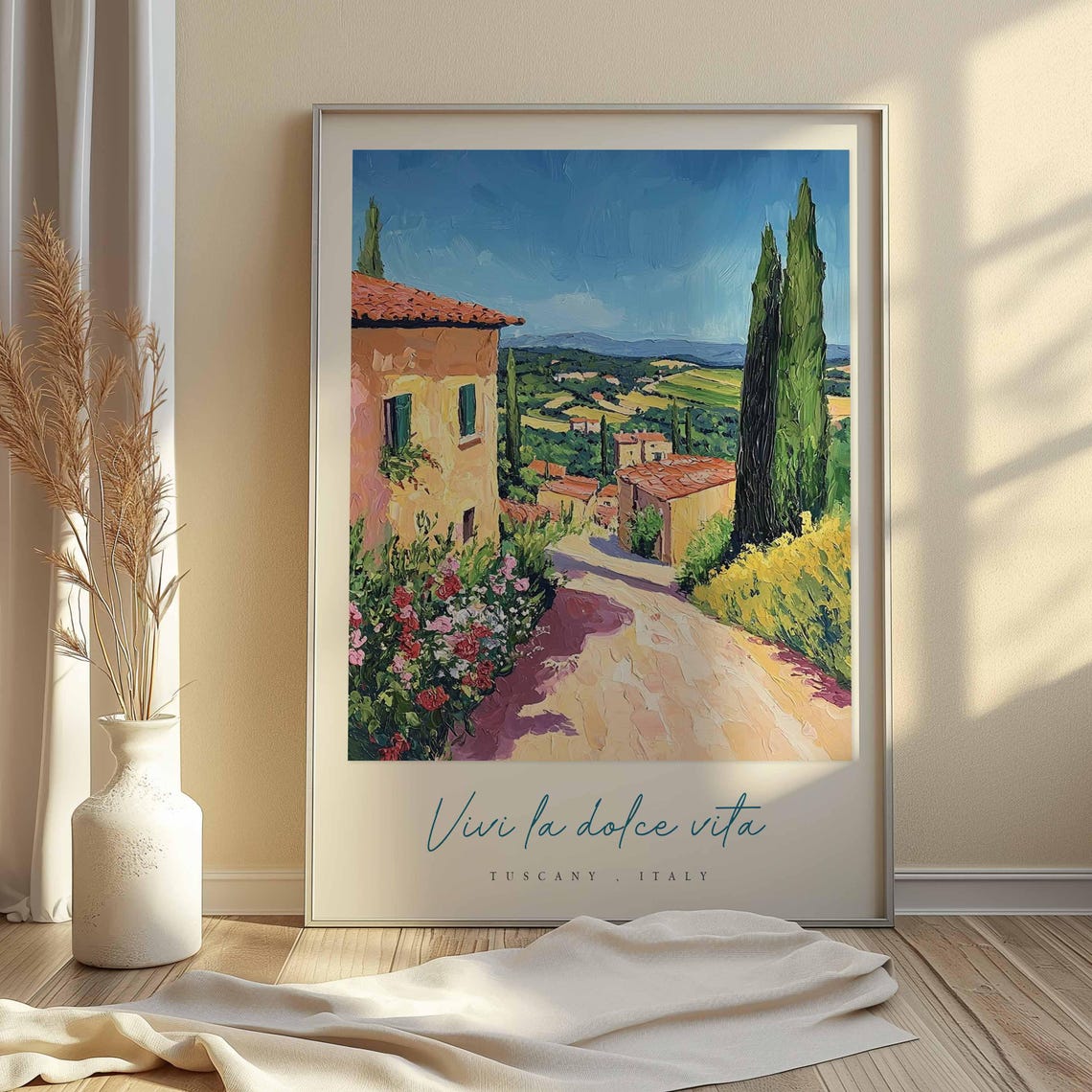 Tuscany Village Street Vivi La Dolce Vita Terracotta Roof Poster - Image 2