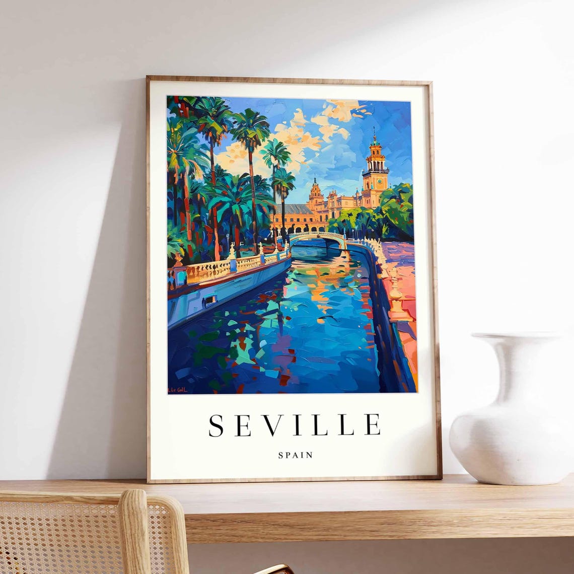 Seville Spain Plaza de Espana Canal Gondola Style Boat Poster