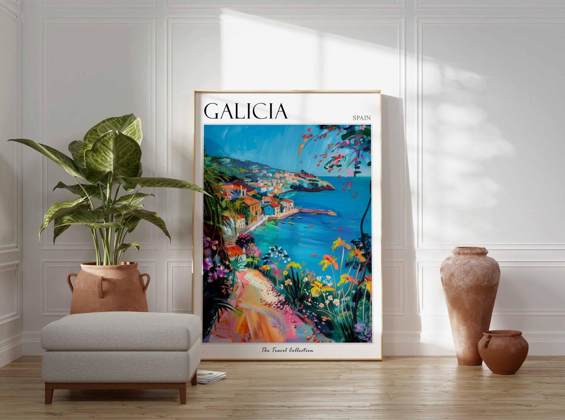 Galicia Poster Spain Travel Print Spanish Decor Europe Travel Poster European Wall Art Sea Print Galicia Gift Galicia Travel Poster - Image 3