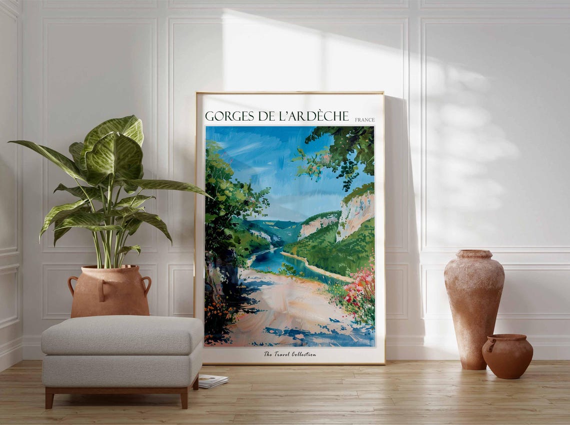 Gorges De Lardche Poster France Travel Print French Decor Europe Travel Poster European Wall Art Gorges De Lardche Travel Poster - Image 3