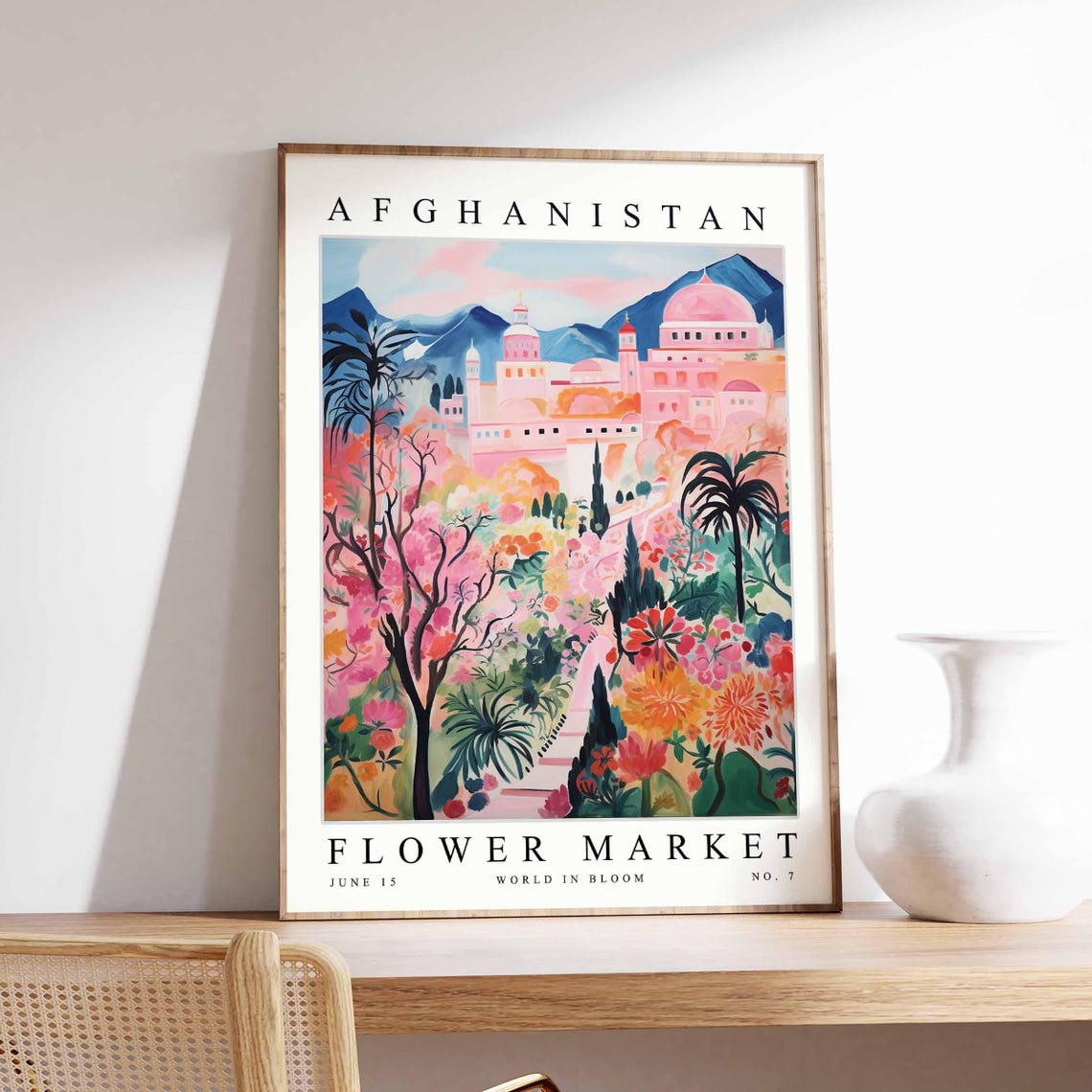 Afghanistan Pink Domed Palace Dream Garden Palm Bloom Poster