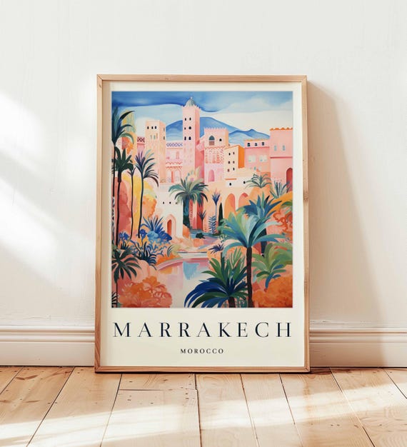 Marrakech Poster Morocco Travel Print North Africa Wall Art Souk Decor Marrakechtravel Gift Marrakechdecor