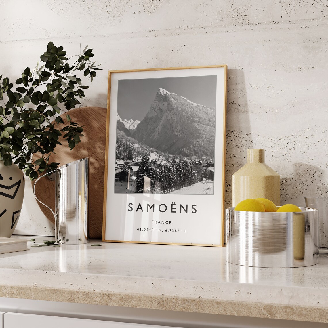 Samoens France Black and White Alpine Mountain Village Photo Travel Poster - Image 3