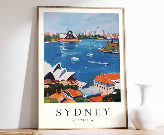 Sydney Poster Sydney Travel Print Australia Wall Art Australian Decor Tropical Decor City Print Sydney Gift Sydney Travel Poster