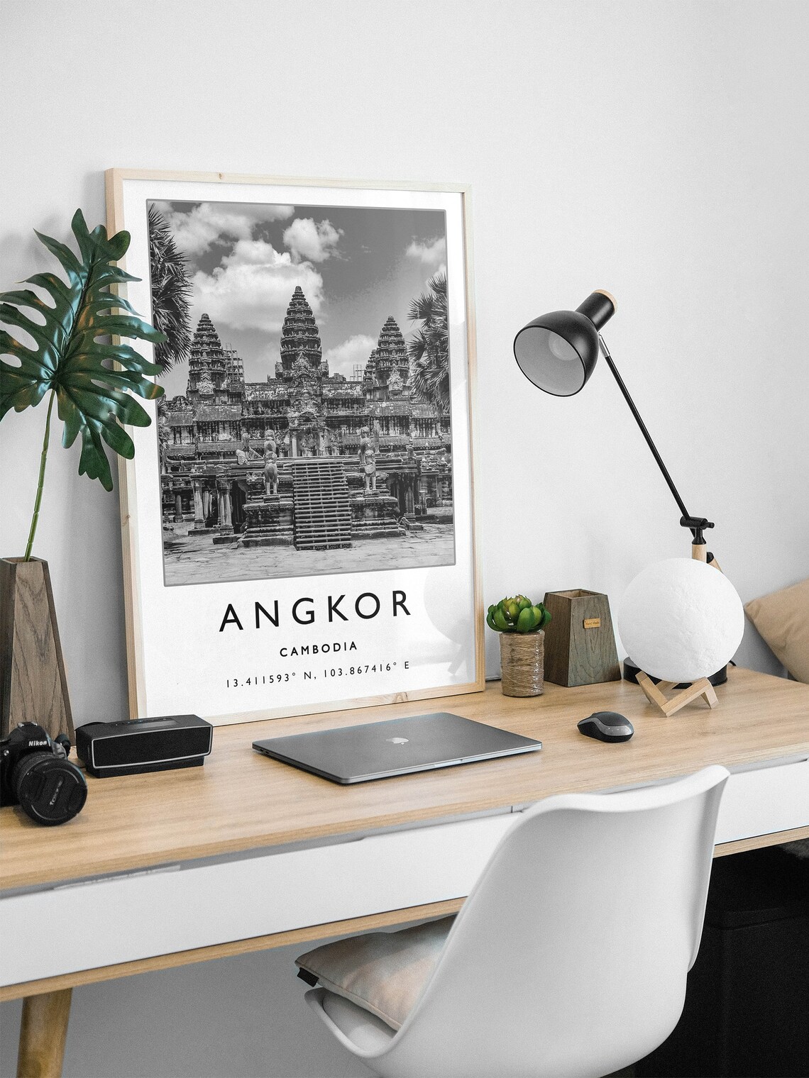 Angkor Cambodia Travel Poster, Black And White - Image 2