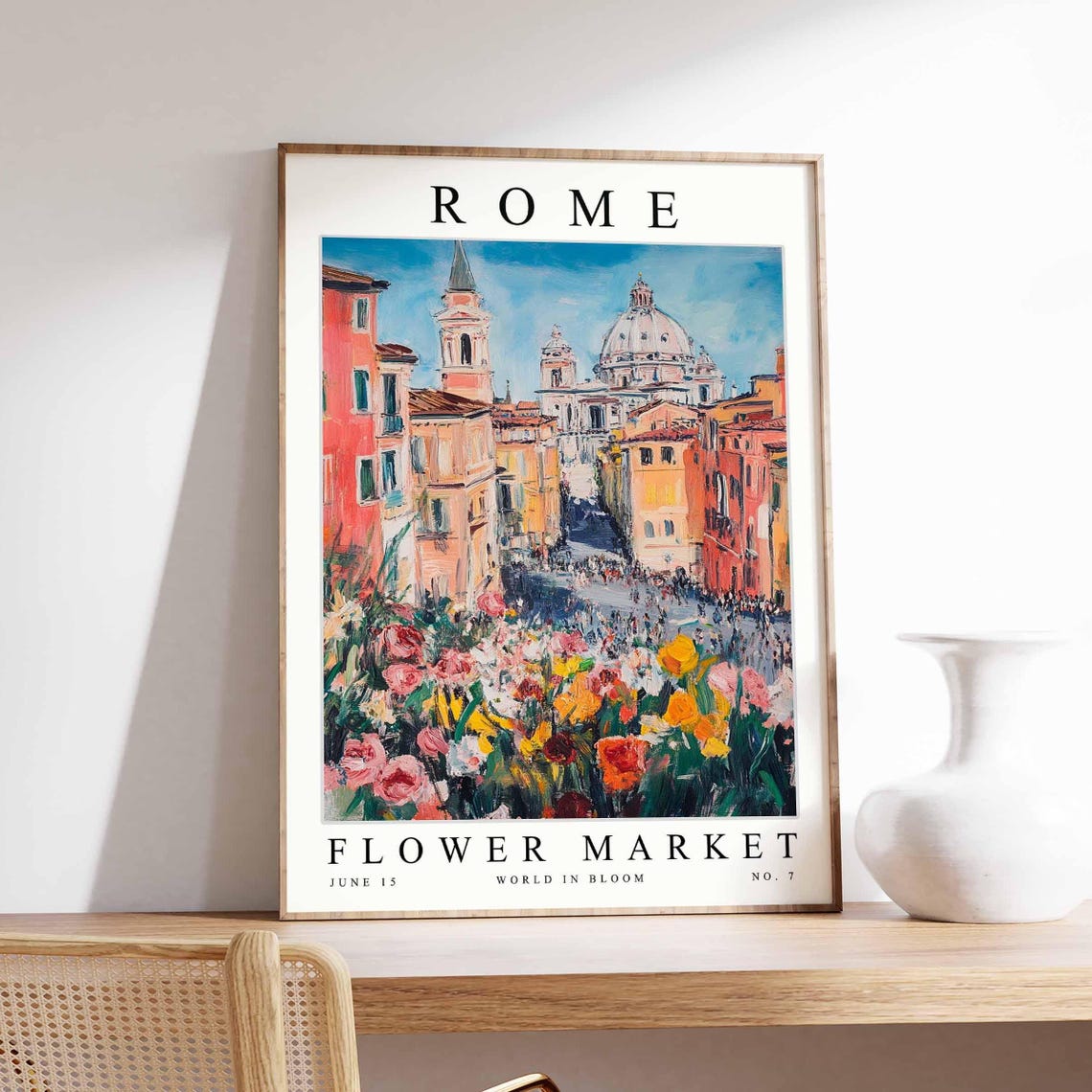 Rome Flower Market June 15 World in Bloom Italian Scenic Art Poster