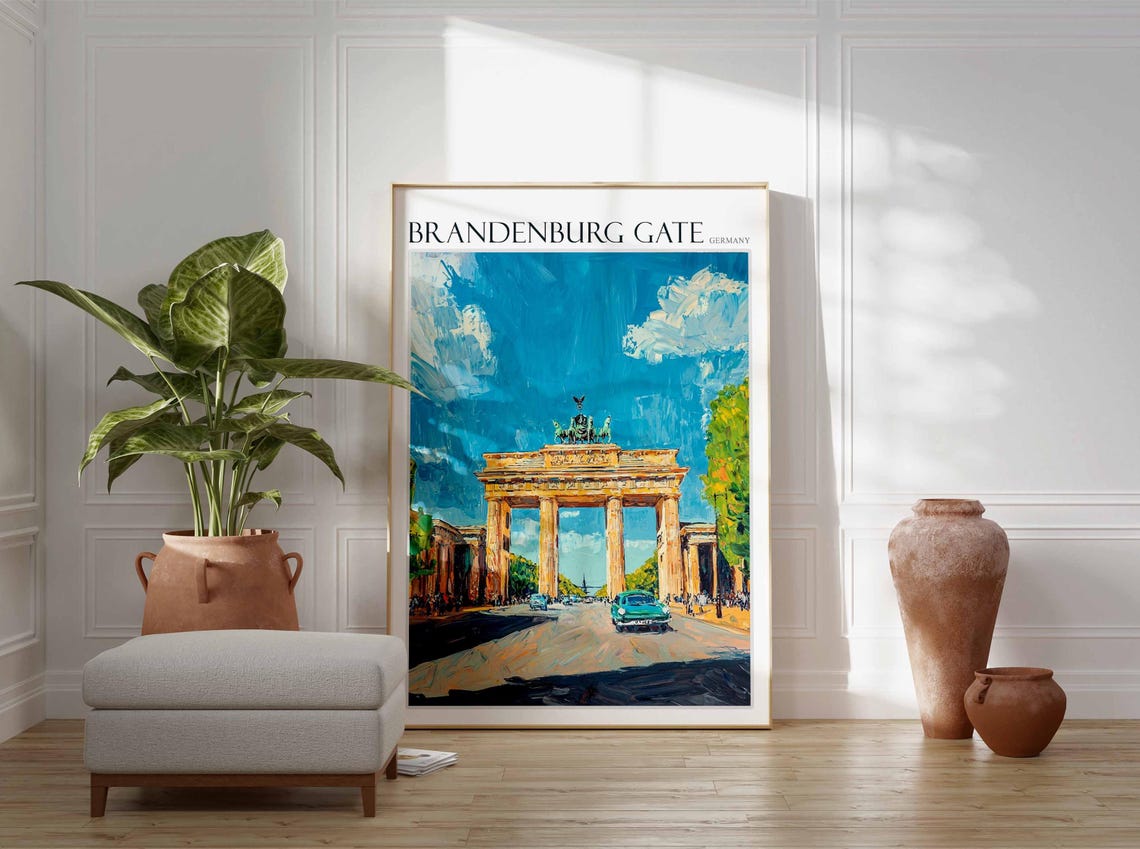 Brandenburg Gate Vintage Car Street View Bold Impressionist Poster - Image 2