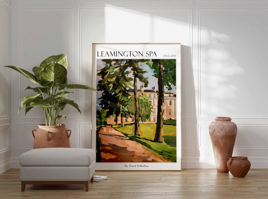 Leamington Spa England Tree Lined Path by Grand Building Poster - Image 2