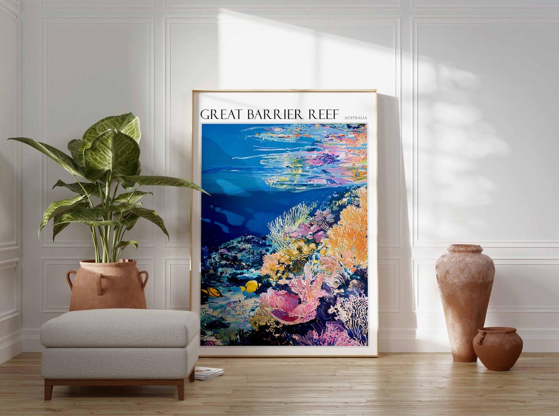 Great Barrier Reef Underwater Coral Scene Fish Australia Poster - Image 2