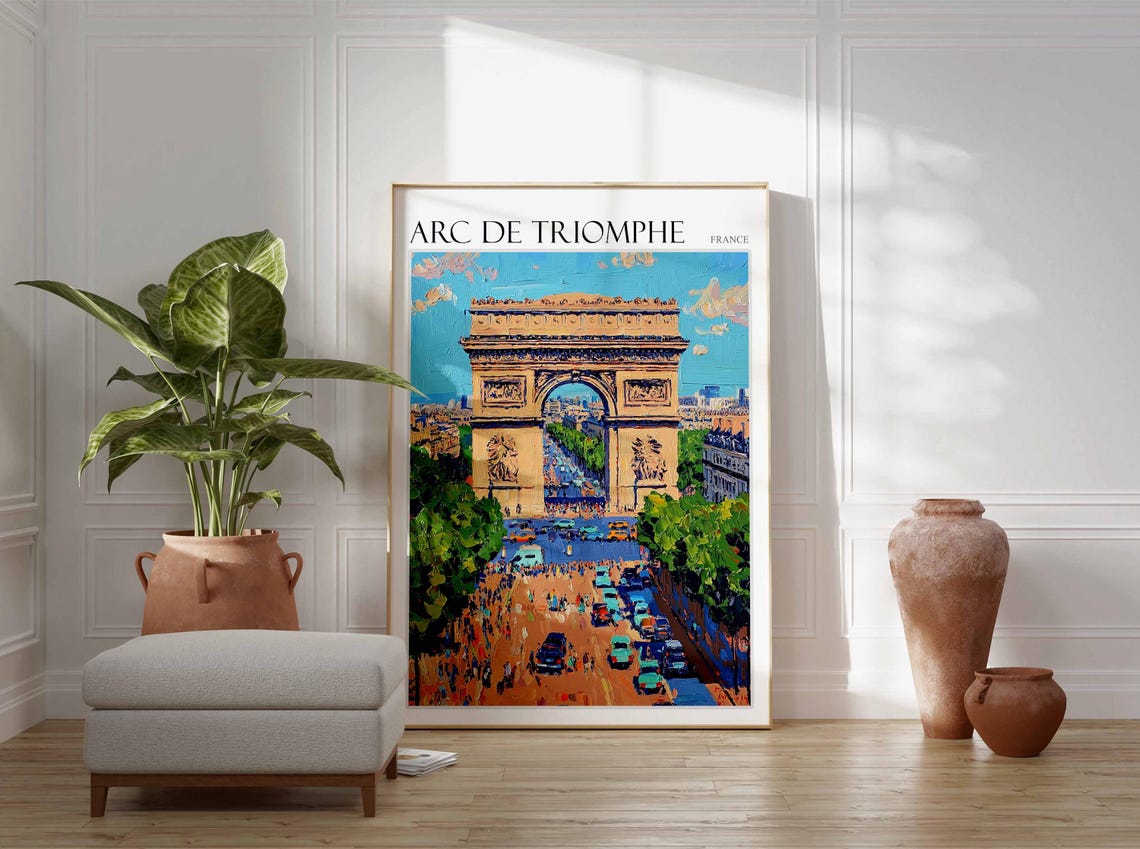 Arc de Triomphe Paris France Grand Arch View Avenue Art Poster - Image 2