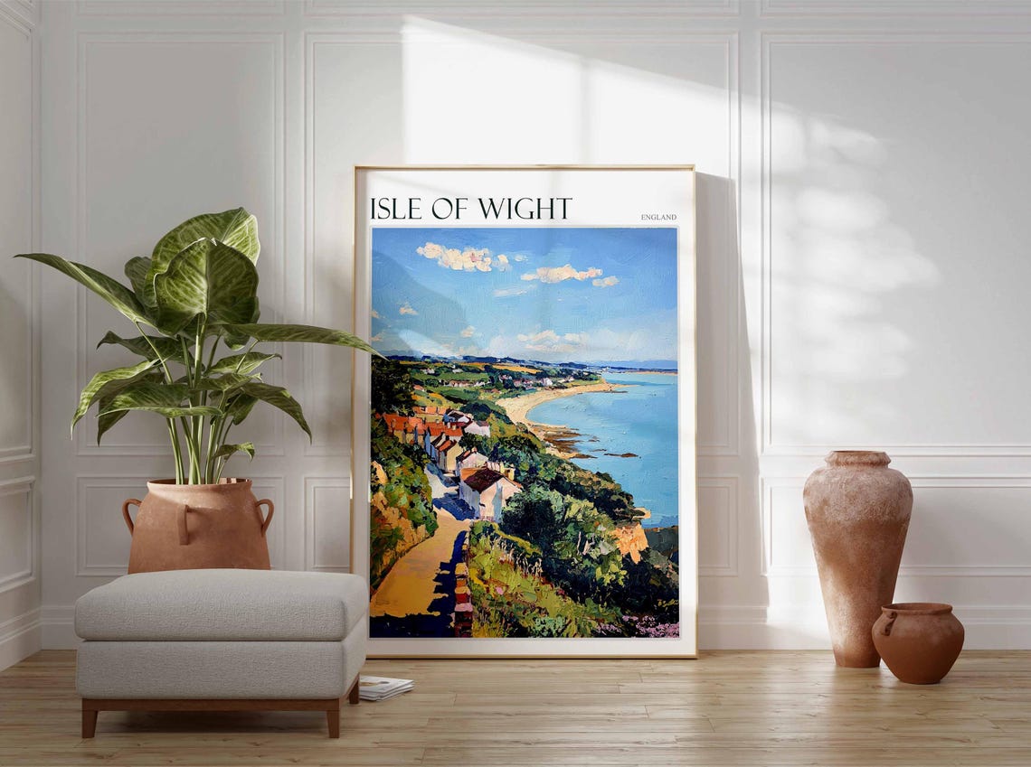 Isle Of Wight Poster Uk Travel Poster Coastal Wall Art British Decor Uk Home Decor Isle Of Wight Travel Print Island Poster Uk Decor - Image 3
