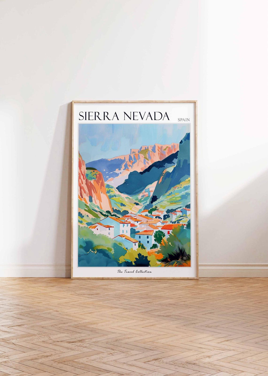 Sierra Nevada White Village Dramatic Rocky Peaks Spain Travel Poster - Image 2