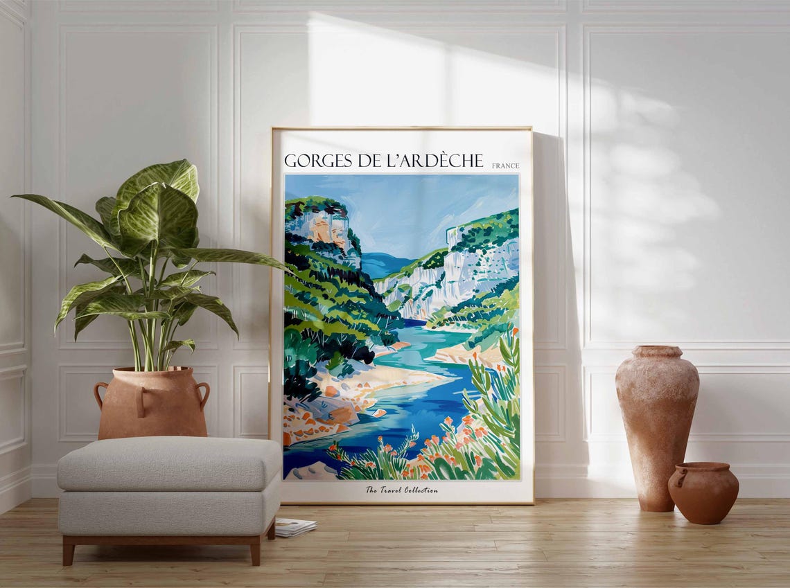 Gorges De Lardche Poster France Travel Print French Decor Europe Travel Poster European Wall Art Gorges De Lardche Travel Poster - Image 3