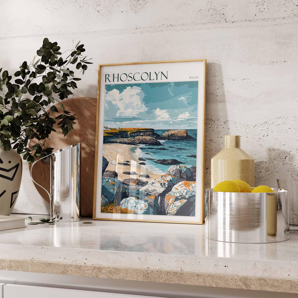 Rhoscolyn Wales Dramatic Rocky Shore Vintage Style Art Poster - Image 3