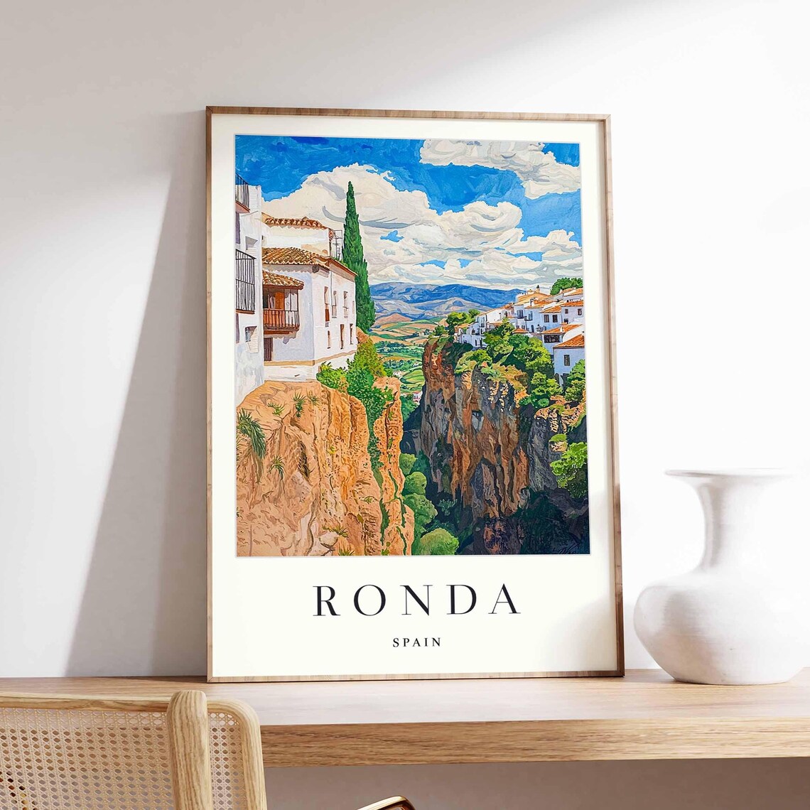 Ronda Spain Poster With Houses On Both Rims Of The Deep Gorge
