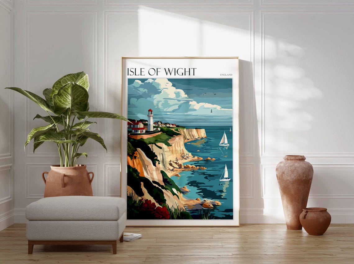 Isle Of Wight Poster Uk Travel Poster Coastal Wall Art British Decor Uk Home Decor Isle Of Wight Travel Print Island Poster Uk Decor - Image 3