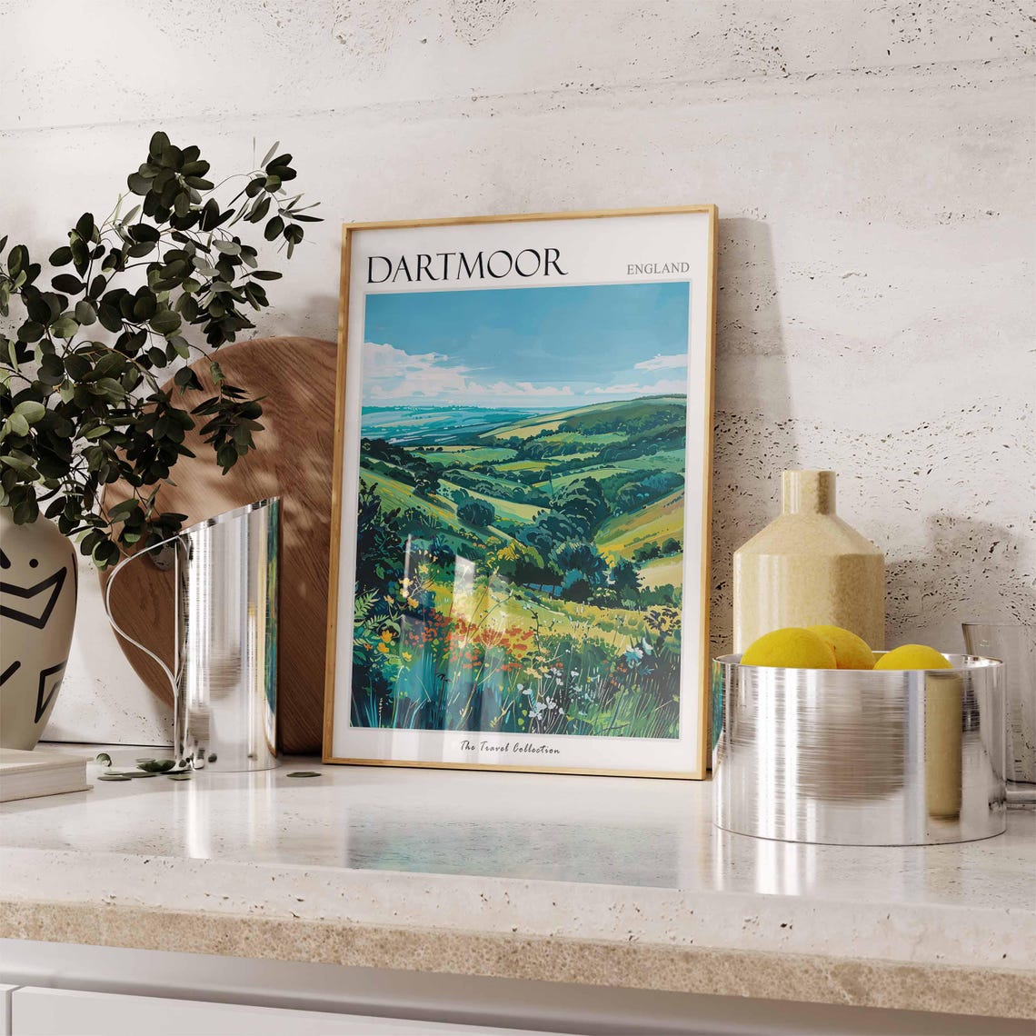 Dartmoor England Green Valley Panorama Blue Sky Nature Poster - Image 3