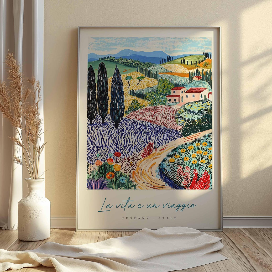 Tuscany Cypress Hills La Vita E Un Viaggio Lavender Field Poster - Image 2