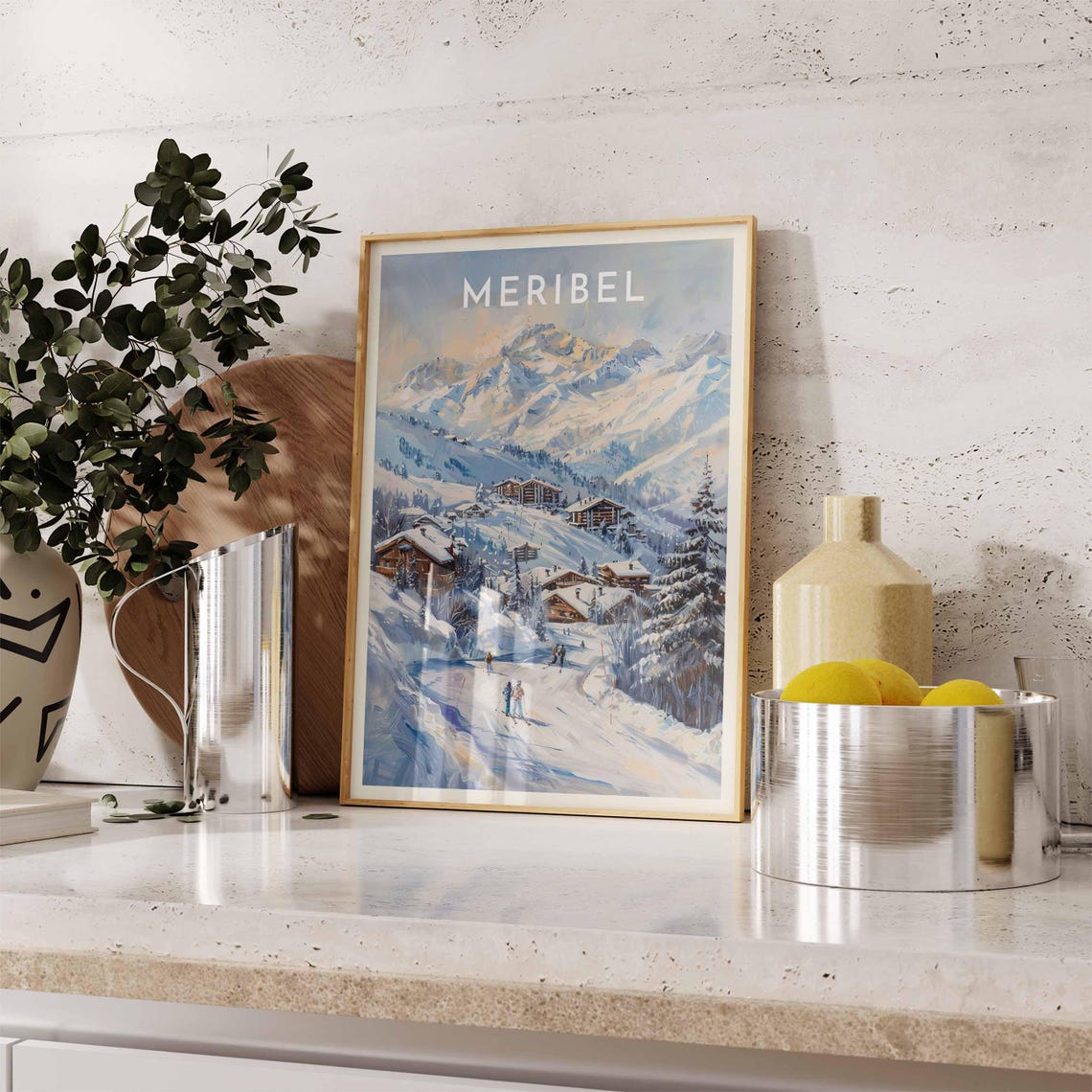 Skiing Travel Poster Mribel Ski Print France Travel Print Skiing Art Skiing Print Winter Sport Art Ski Gift - Image 2
