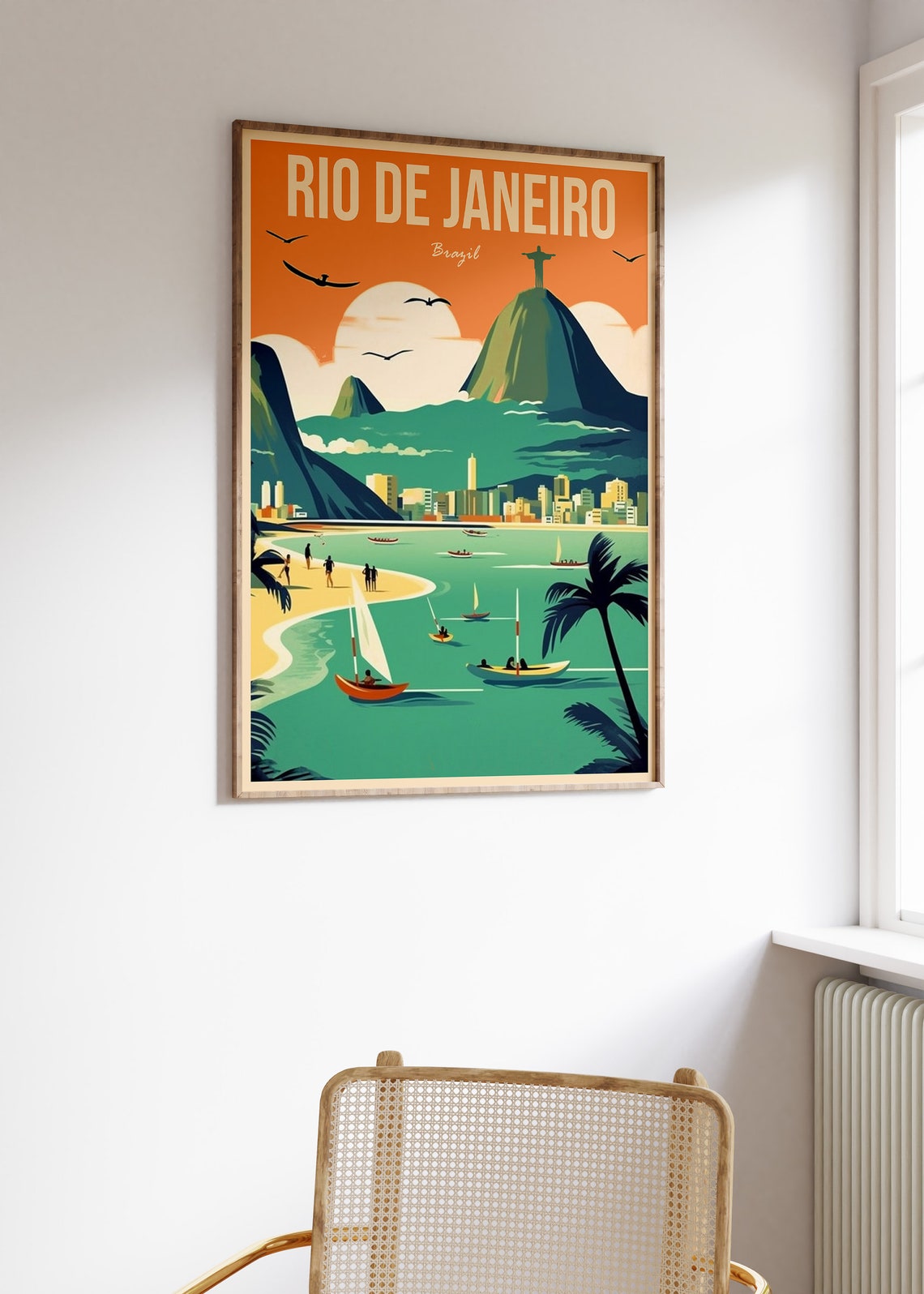 Rio De Janeiro Travel Print Rio De Janeiro Travel Poster Brazil Travel Wall Art Colourful Travel Art Vintage Travel Gift A1a2a3a4 - Image 3
