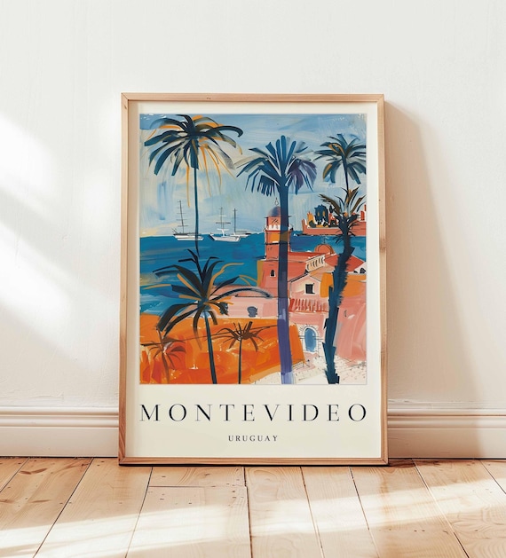 Montevideo Uruguay Travel Poster South America Coastal City Art
