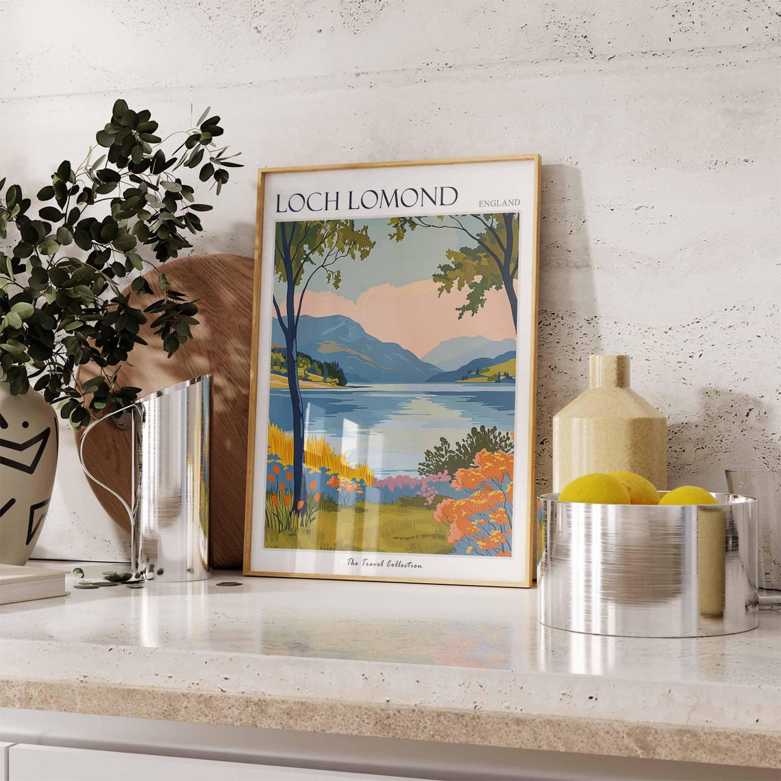 Loch Lomond England Retro Lakeside Trees Autumn Colors Poster - Image 3