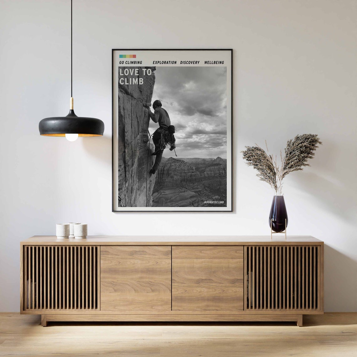 Love to Climb Rock Climbing Black and White Adventure Sports Poster - Image 2