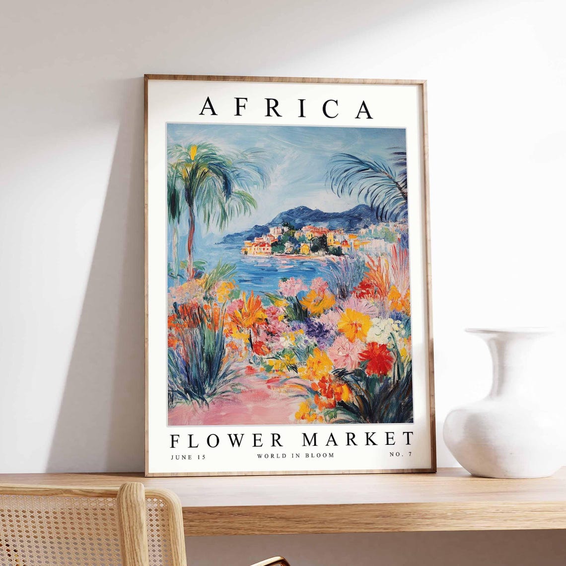 Africa Pastel Coastal Town Wildflower Seaside Bloom View Poster