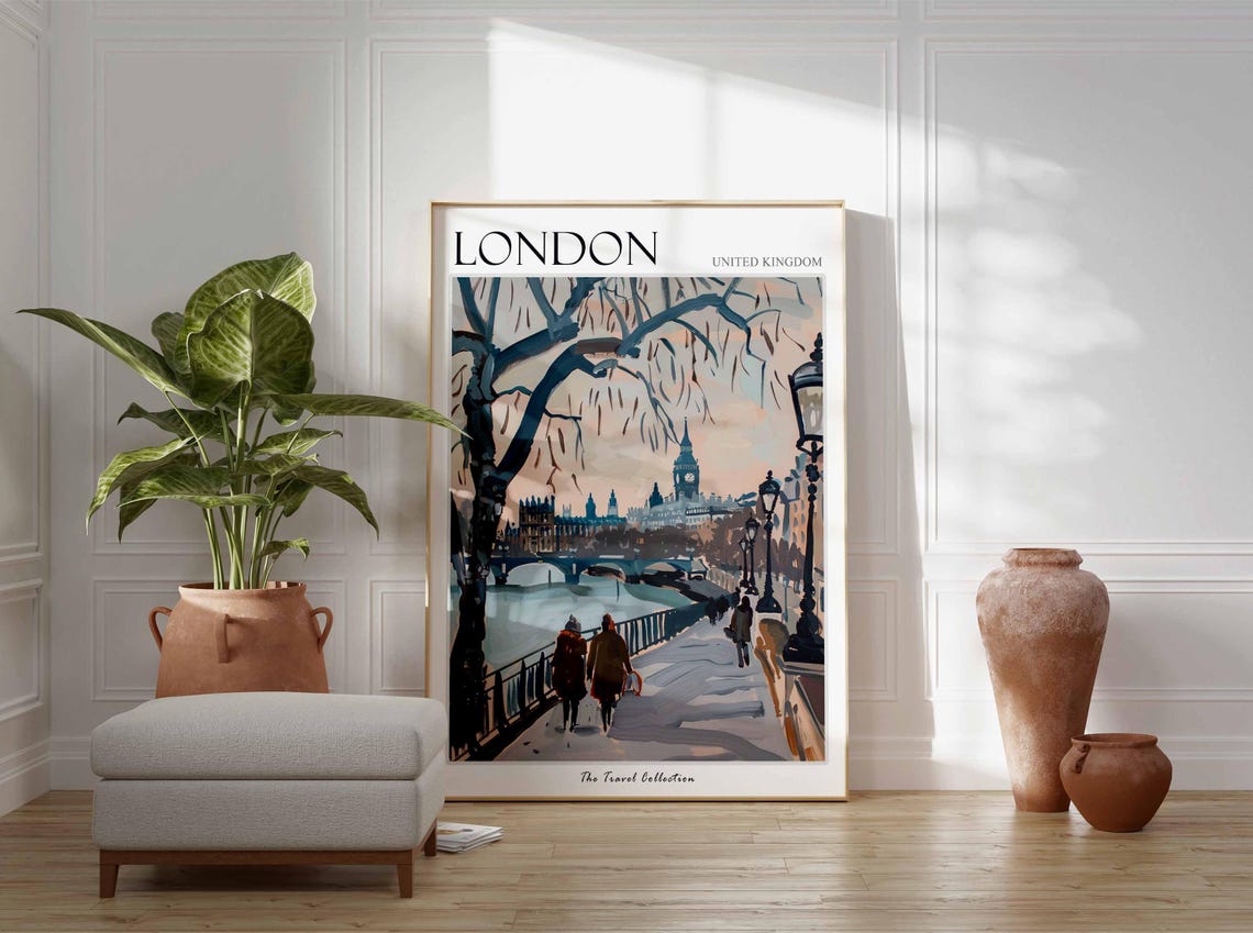 London Poster United Kingdom Travel Print British Decor United Kingdom Travel Poster Botanical Print London Gift London Travel Poster - Image 3